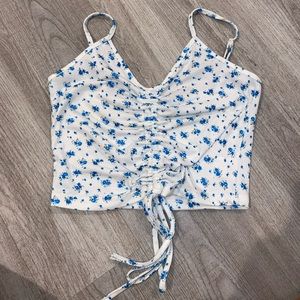 shein scrunch floral top